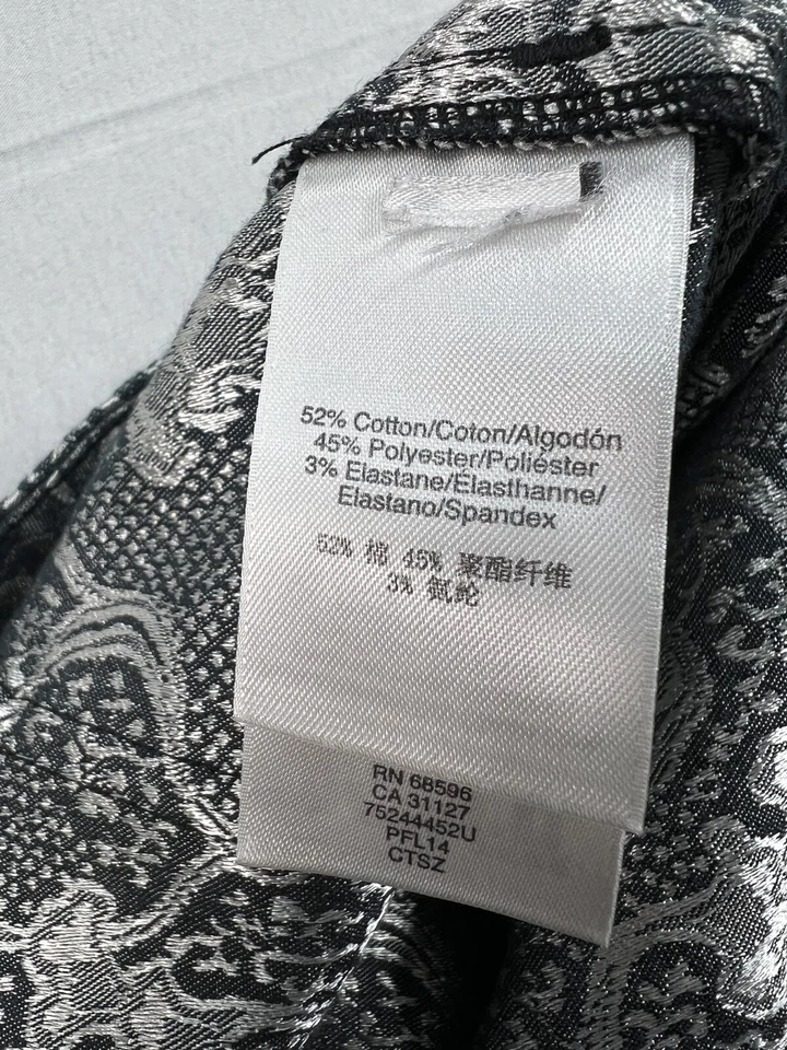 Pantalones ajustados DKNY para mujer talla 8 grises metálicos florales bolsillos elásticos Foto 4 de 4