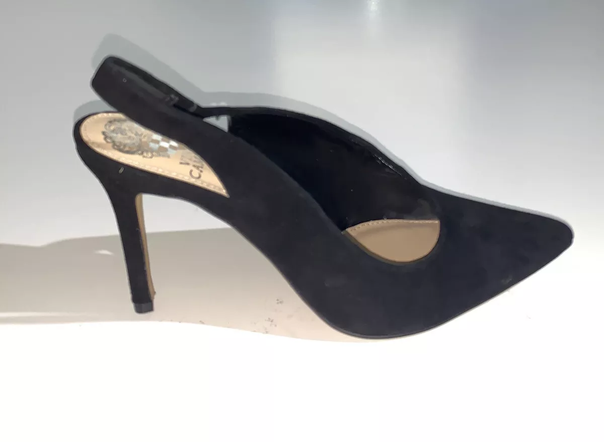 Vince Camuto 8.5 Pointed Toe Slingback Heels Black Suede Ampereta