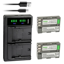 Kastar 2 Battery + Charger for Nikon EN-EL3e D100 D200 D300 D50 D70 D80 D90 MD10