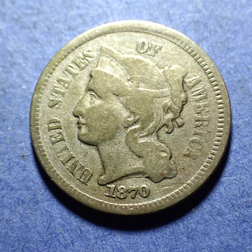 1870-P Three Cent Nickel — photo from the most recent tracked eBay sale