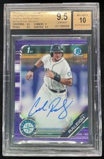2019 Bowman Chrome Rookie Autograph Purple Cal Raleigh RC Auto /250 BGS 9.5