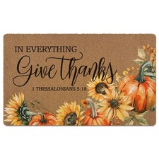 Christian Door Mat, Fall Welcome Mat, Fall Pumpkin Welcome Front Door Mat Ind...