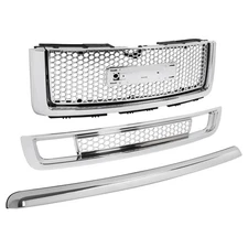 For 2007-13 GMC Sierra 1500 Denali Pickup Upper Lower Grille Hood Molding Chrome