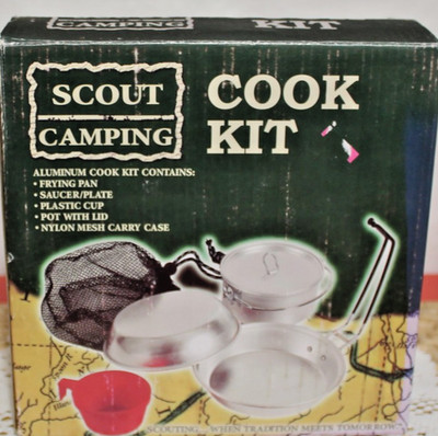 Camping Nesting Cookware Set Outdoor Rugged Aluminum Boy Scouts Mess Kit Silver