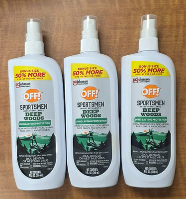 3 Pack OFF! Deep Woods INSECT REPELLENT 2 Liquid Spray Pump 9 Fl oz Each.