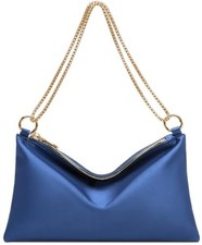 Women's Evening Handbag Satin Shoulder Bag Purse for Prom Engagement Blue