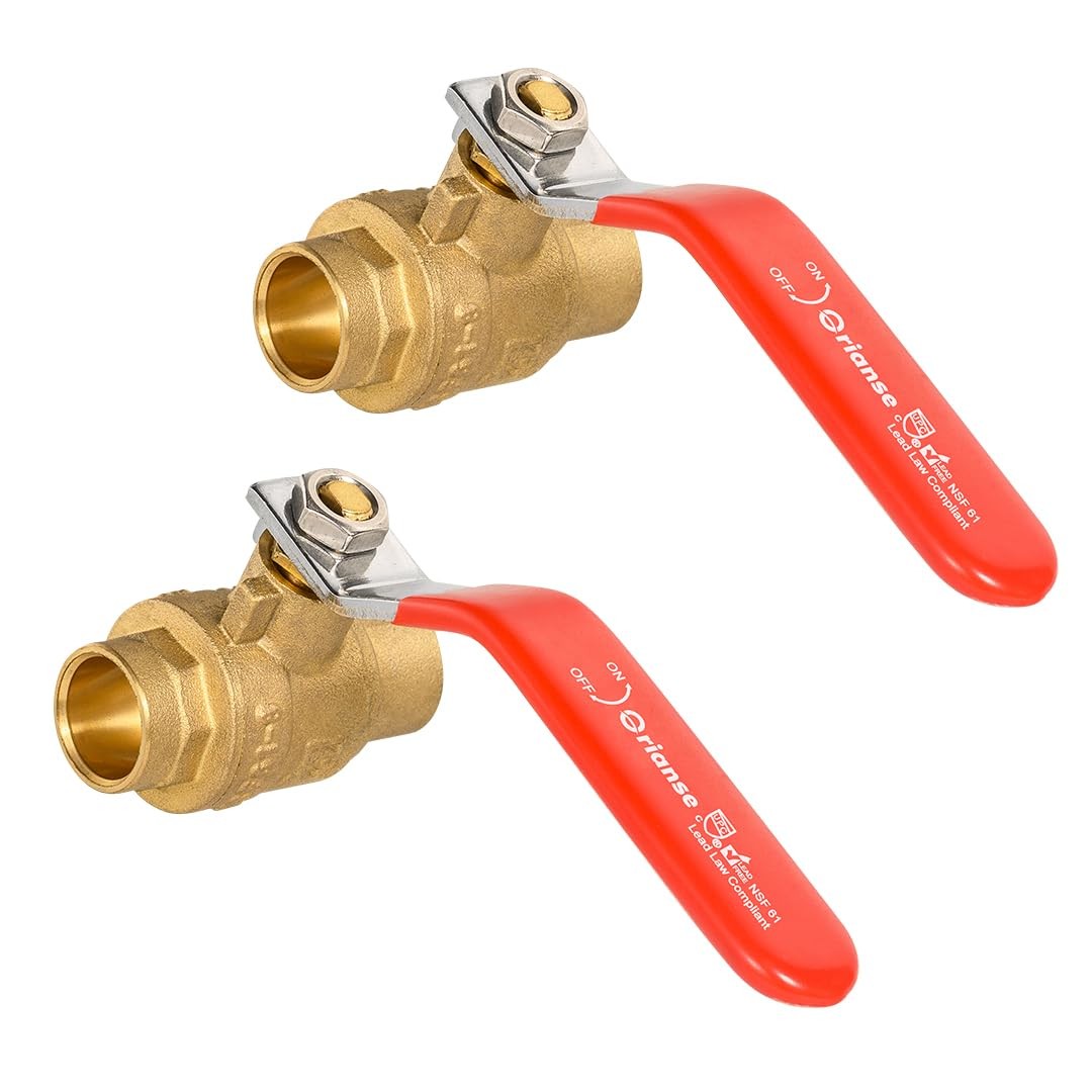 2 PCS 1/2x1/2 Inch Female Sweat Solder Ball Valve Brass Full Port 600WOG