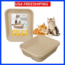 4 Pack Disposable Cat Litter Boxes, Durable Leak-Proof Cardboard Kitty Litter...
