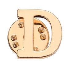 Letter Lapel Pins, Initial Alphabet Collar Pins, Gold Tone, Letter D