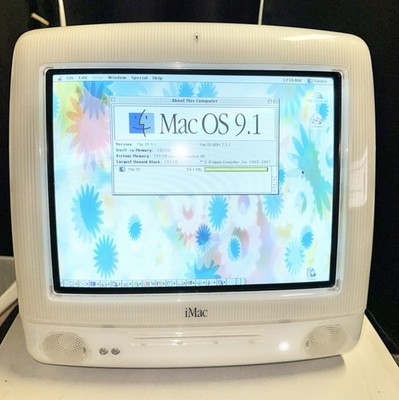 Vintage Apple iMac G3  Flower Power  Home Computer (OS 9.1) Working!