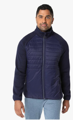 Asics Men's Puffer Knit Mixer Jacket 2.0 Teal Zip Up (2011C886) Small Blue  $80