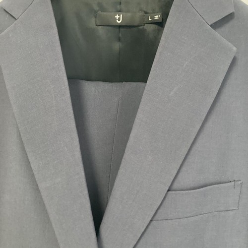 Uniqlo J Suit Set Up L Navy/Gray Defective with Bonus Hermes Tie Used - Picture 12 of 17
