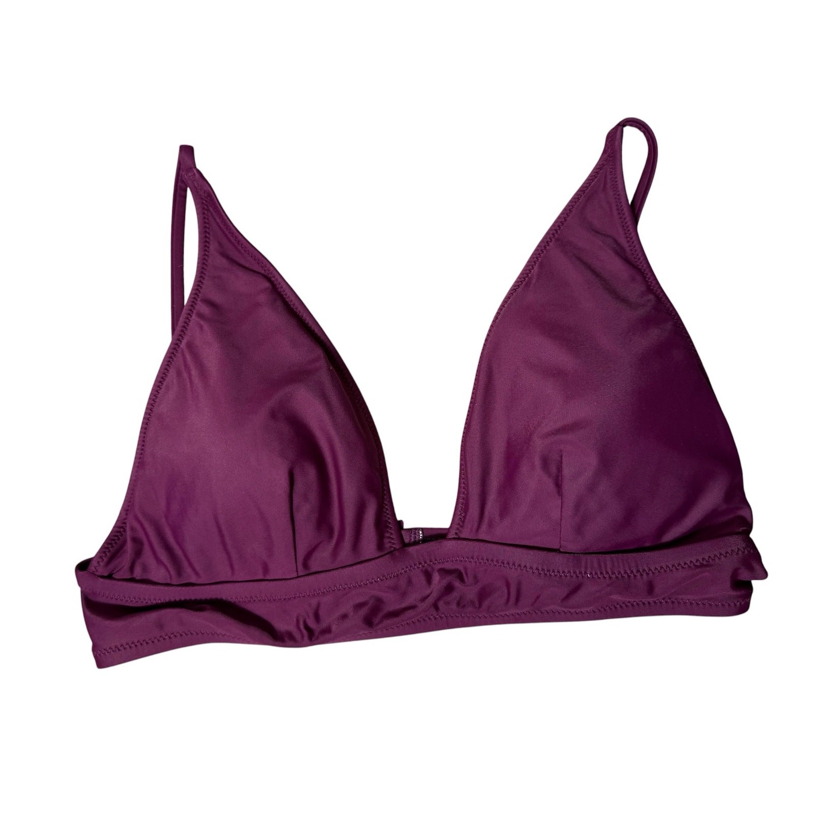 J. Crew Sz S Iris Plum Purple Plunge Bikini Top Minimalist Summer Beach Vacation