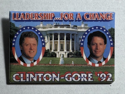 1992 BILL CLINTON Gore Leadership for a Change campaign president pinback button