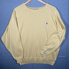 VTG Polo Ralph Lauren Sweater Mens XL Yellow Blue Pony Long Sleeve 100 Cotton