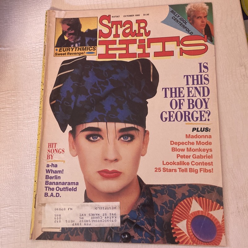 Star Hits Magazine Oct. 1986  Boy George Eurythmics Billy Idol Centerfold 80s