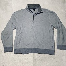 Brooks Brothers Quarter Zip Sweater Mens L Blue 100 Supima Cotton Long Sleeve