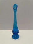 Vintage Fenton Colonial Blue Turquoise Hobnail Art Glass Swung Bud Vase 10.25" M