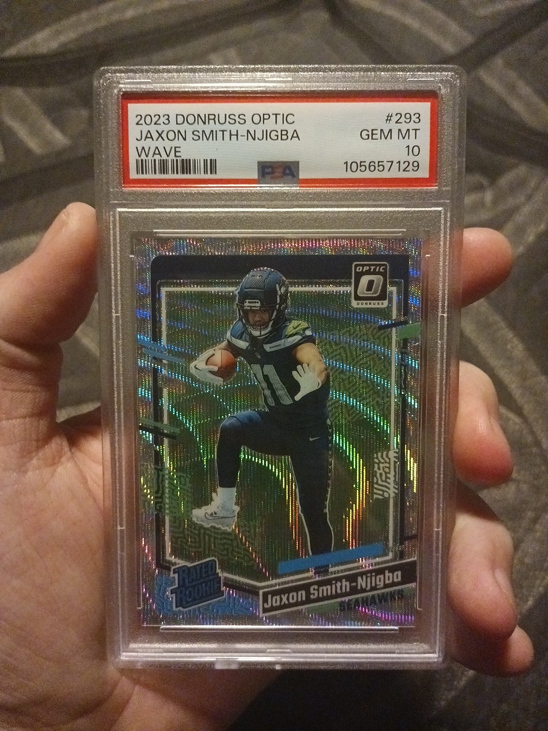 2023 Donruss Optic Jaxon Smith-Njigba Wave Prizm Rated Rookie /300 PSA 10 #293