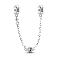 MULA 925 Sterling Silver Charm Safety Chain CZ Love Sunflower for Women Bracelet