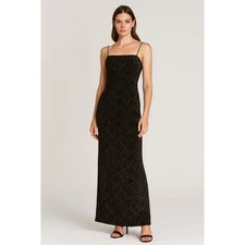 JS Boutique Black Sparkle Spaghetti Strap Long Evening Gown Dress