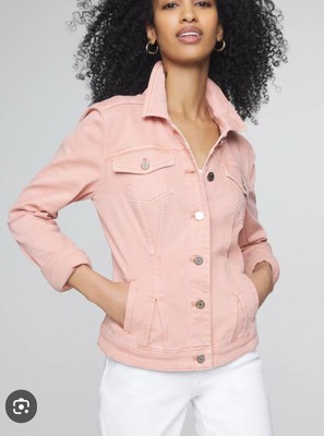 White House Black Market Peach Denim Jacket Size XL
