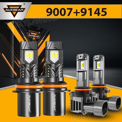 AUXBEAM Canbus 30000LM LED Headlights 9007 High Low Beam & 9145 Fog Light White