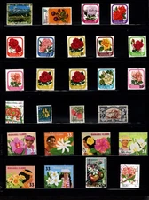 Centsational Amazing Topical Group Worldwide Cancelled Flower Themed Stamps