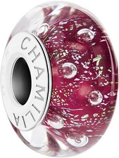 Image of New Chamilia MERLOT EFFERVESCENCE Murano Glass & Sterling Bead 2110-1266 $35