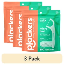 (900 pack) Plackers Micro Mint Dental Floss Picks, Fresh Mint, 300 Count