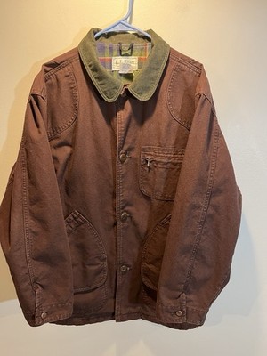 Vtg LL Bean Original Field Coat Men Large Barn Chore Jacket Brown GW15 Lined