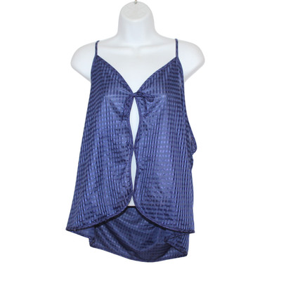 Vintage Petra Fashions cutout camisole plus size 1X gingham blue satin flowy