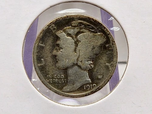 1919-P Mercury Dime Raw VG (Details)