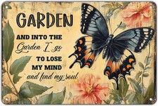 Funny Garden And Into The Garden I Go Tin Metal Signs Home D cor 8x12
