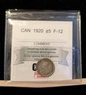 1920   Coin Mart Graded Canadian,  ¢5 Cent ** F-12**