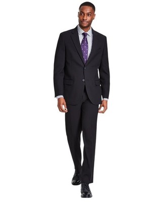 Nautica Mens Modern fit 2 Piece Suit 38 S / 32 Waist Black Solid Stretch