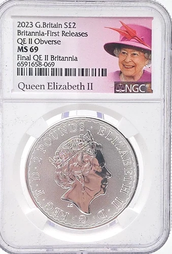 2023 Great Britain S 2 Pounds Queen Elizabeth II NGC MS69 Lot. 644