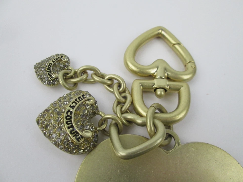 Juicy Couture Tono Dorado Logo Corazón Cristales Estrás Bolso Cadena Dije De Colección Foto 3 de 4