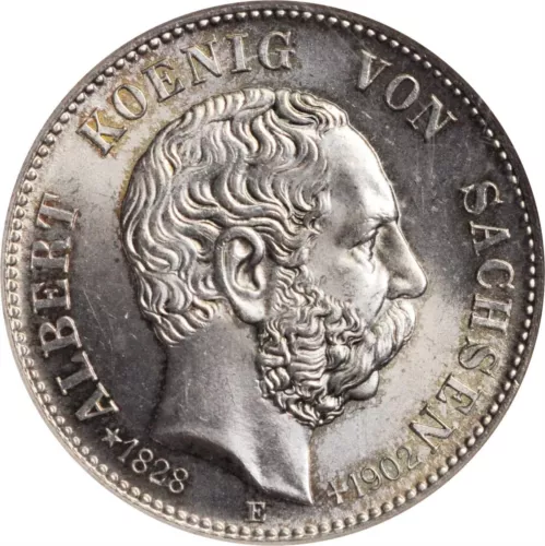 GERMANY SAXONY ALBERT KOENIG  1902-E  2 MARK SILVER COIN, NGC CERTIFIED MS64