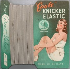 1940s Carded Eagle Elastic Knicker Strap Superb Period Image of a Lady "NOS"