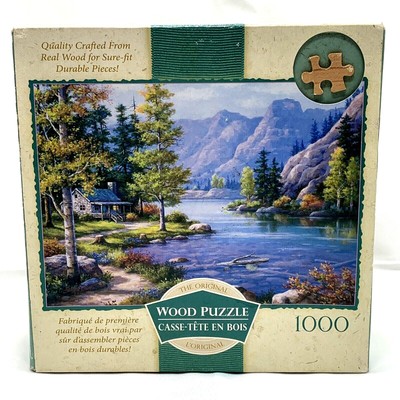 ZENWAWA 1000 Piece Wooden Jigsaw Puzzle - Two Pugs Painting, With Alphabet Letters On Back & Storage Bag