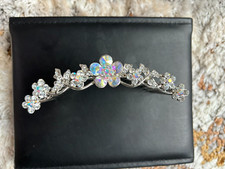 Swarovski Crystal Silver Clear Hair Comb Elegant Bridal Wedding Prom