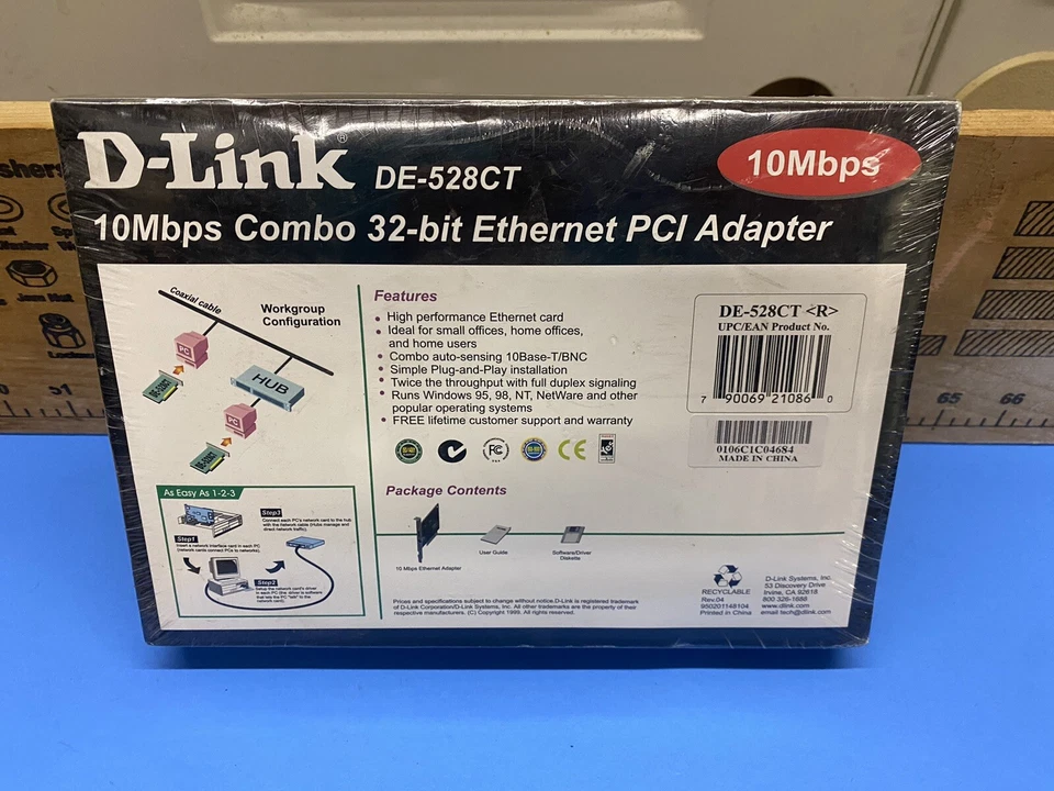 D-LINK DE-528CT 10Mbps Combo 32-Bit Ethernet PCI adapter (NEW) - Image 2 of 2