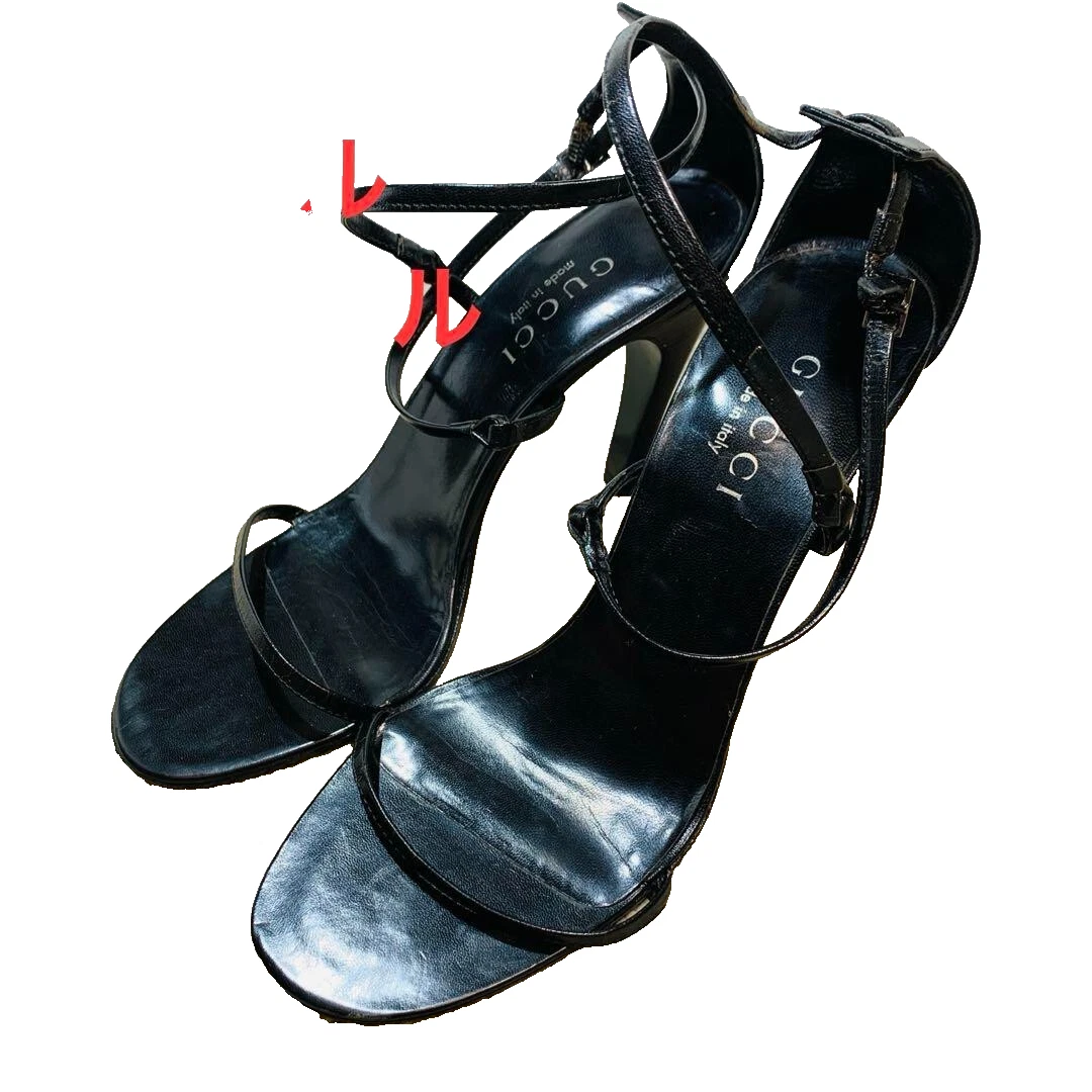 Gucci Mule Sandales Escarpins Chaussures Talons Aiguilles Noir Côté Taille EU 37 Sans Boîte Occasion