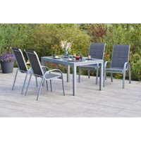 Merxx GartenmöBel Amalfi Di Lusso Set 5Tlg. 4 Stapelsessel + 1 Ausziehtisch