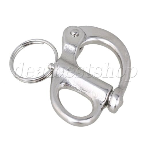 304 Stainless Steel 3.5cm Rigging Sailing Fixed Bail Snap Shackle Hard Silver - Picture 1 of 9
