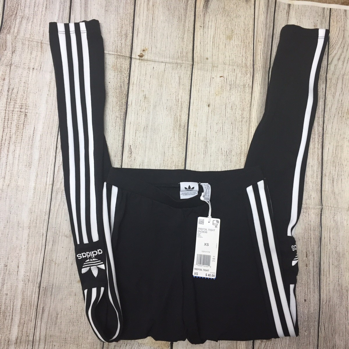 adidas★TREFOIL TIGHT New Adidas Originals Trefoil Tights, Black/White Womens Size