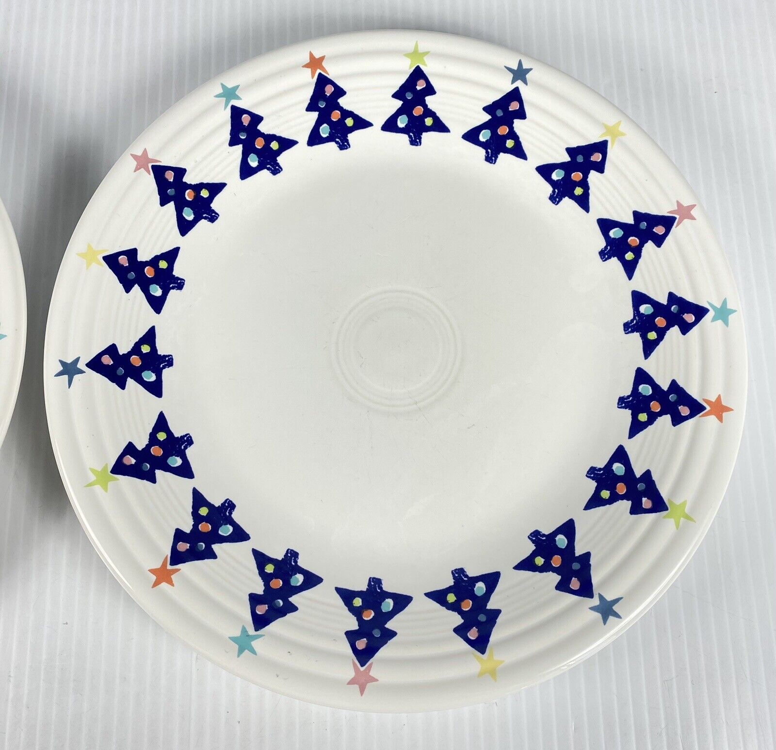 Set If 6 Fiesta Blue Tree by Homer Laughlin 10-1/4” Dinner Plates Fiestaware