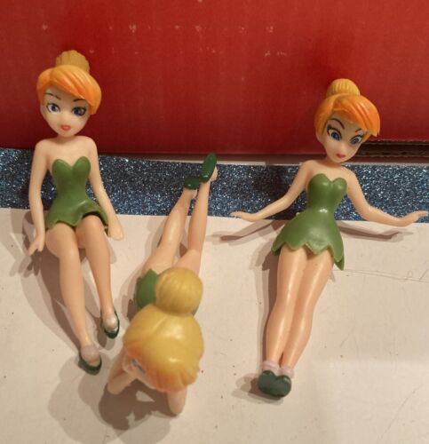 TINKER BELL FAIRY 3.5L” ACTION FIGURE DISNEY PVC TOY- NO WINGS  Lot Of Three 3 - Picture 1 of 7