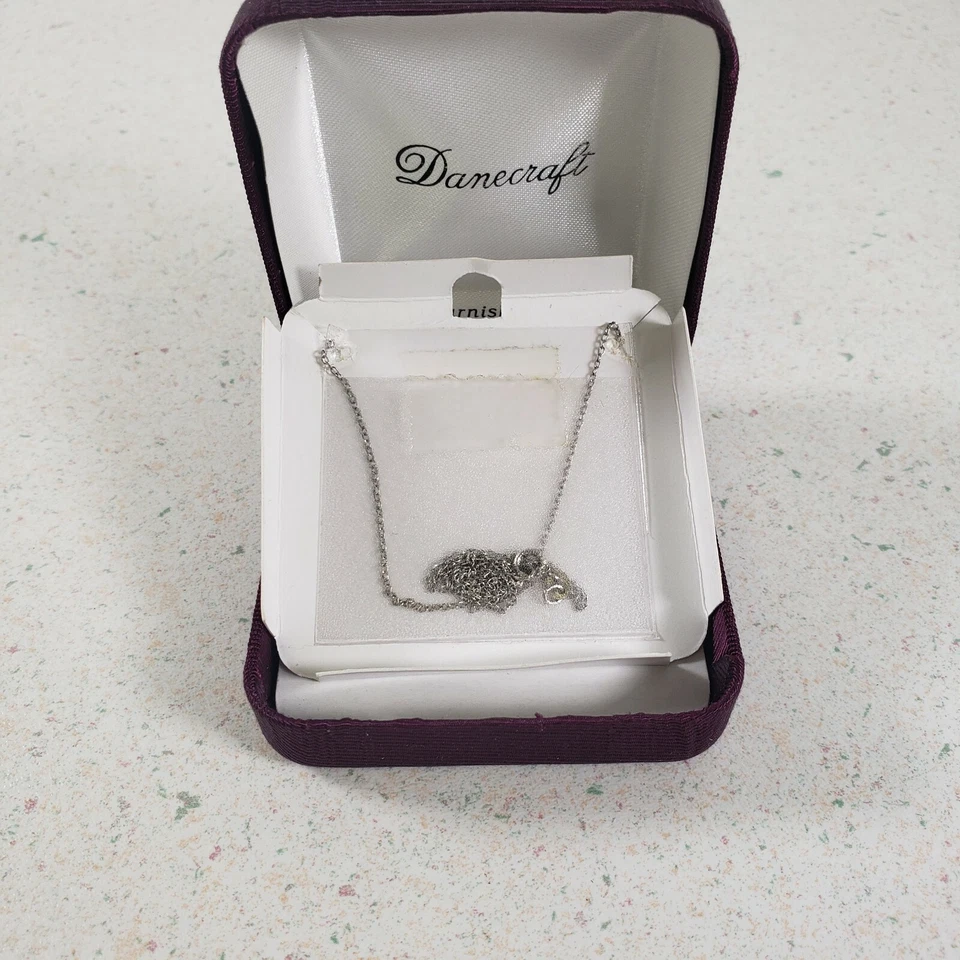 Danecraft Sterling Silver Swerved Drop CZ Stones Pendant 18 in. Chain New in Box - Image 4 of 4